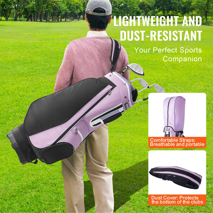 VEVOR Golf Cart Bag with 14 Way Organizer Divider Top, 36â€?Multiple Pockets Premium Cart Bag, Durable Golf Bags with Handles & Dust Cover & Detachable Strap for Men & Women, Black Purple