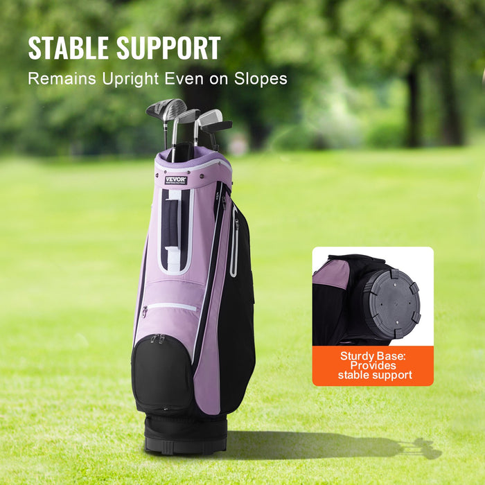 VEVOR Golf Cart Bag with 14 Way Organizer Divider Top, 36â€?Multiple Pockets Premium Cart Bag, Durable Golf Bags with Handles & Dust Cover & Detachable Strap for Men & Women, Black Purple