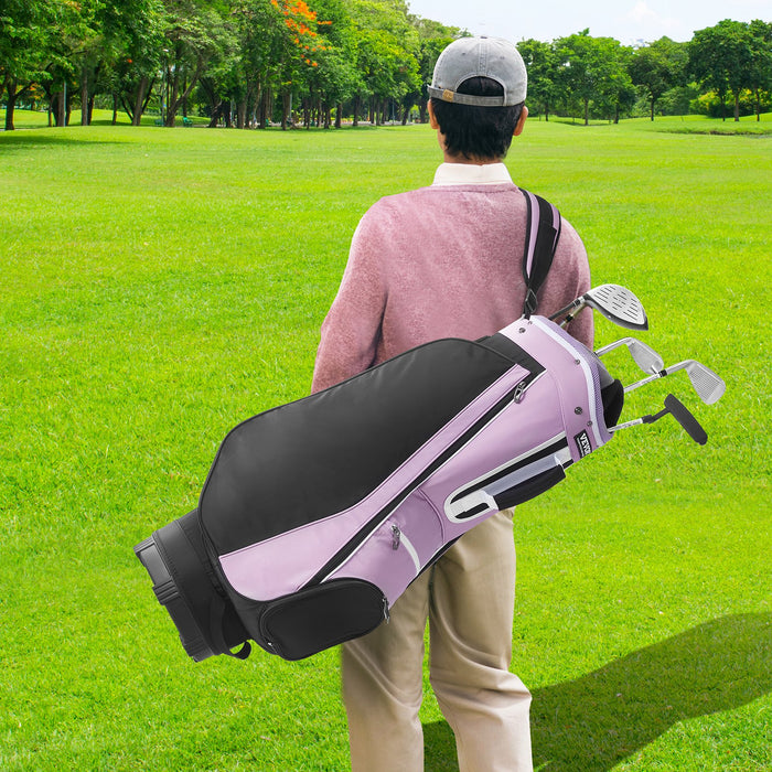 VEVOR Golf Cart Bag with 14 Way Organizer Divider Top, 36â€?Multiple Pockets Premium Cart Bag, Durable Golf Bags with Handles & Dust Cover & Detachable Strap for Men & Women, Black Purple