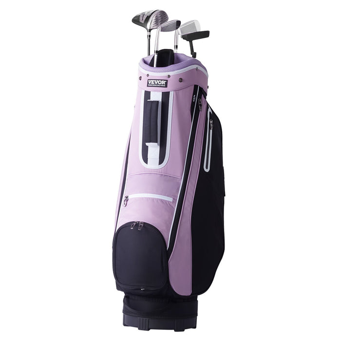 VEVOR Golf Cart Bag with 14 Way Organizer Divider Top, 36â€?Multiple Pockets Premium Cart Bag, Durable Golf Bags with Handles & Dust Cover & Detachable Strap for Men & Women, Black Purple
