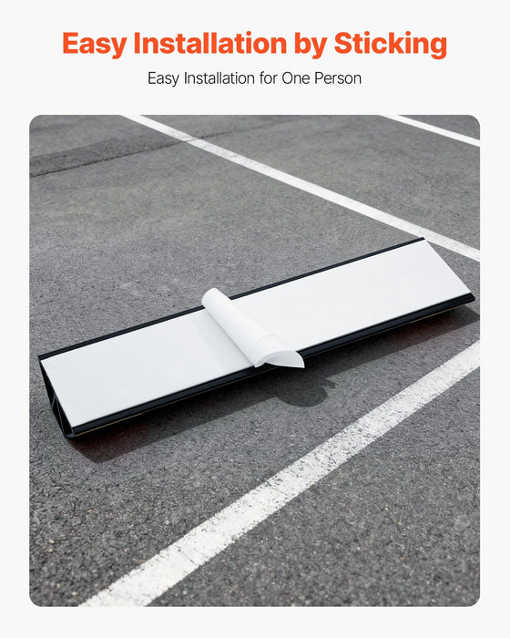 Parking Stopper, 406 mm 2 Pcs Heavy Duty Parking Aid for Garage, PP Curb Garage Floor Stopper with Reflective Strips, Vehicles Gadgets for Cars Vans Trucks Tire Wheel Guide Block Stops Bumpers