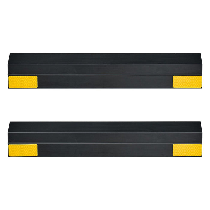 Parking Stopper, 406 mm 2 Pcs Heavy Duty Parking Aid for Garage, PP Curb Garage Floor Stopper with Reflective Strips, Vehicles Gadgets for Cars Vans Trucks Tire Wheel Guide Block Stops Bumpers