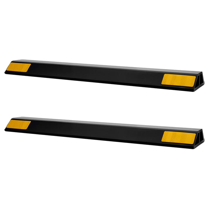 Parking Stopper, 446 mm 2 Pcs Heavy Duty Parking Aid for Garage, PP Curb Garage Floor Stopper with Reflective Strips, Vehicles Gadgets for Cars Vans Trucks Tire Wheel Guide Block Stops Bumpers
