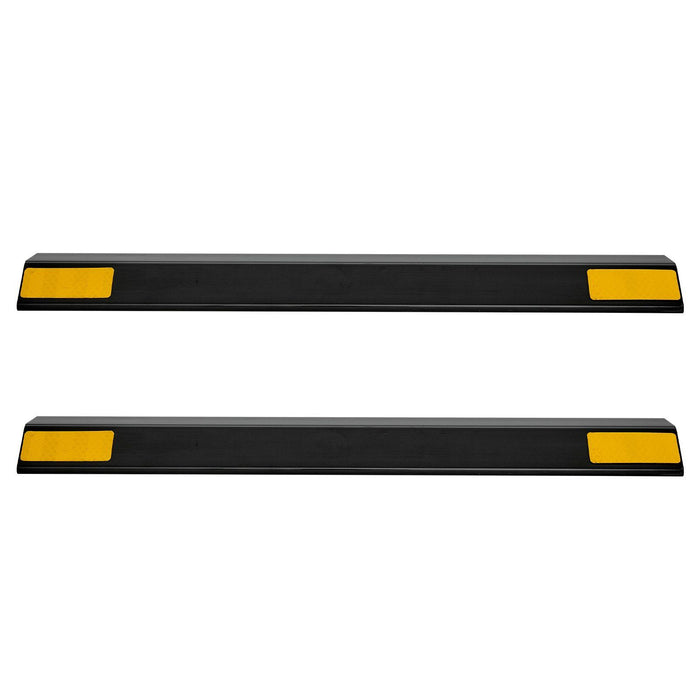 Parking Stopper, 446 mm 2 Pcs Heavy Duty Parking Aid for Garage, PP Curb Garage Floor Stopper with Reflective Strips, Vehicles Gadgets for Cars Vans Trucks Tire Wheel Guide Block Stops Bumpers