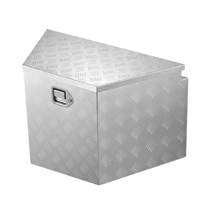 Trailer Tongue Box, 838 x 483 x 457 mm Aluminum Trailer Tongue Tool Box, Heavy Duty Storage Organizer with Lock & Keys, Utility Tool Chest for Pickup Truck Bed, RV, SUV, Off-Road Vehicle, Silver