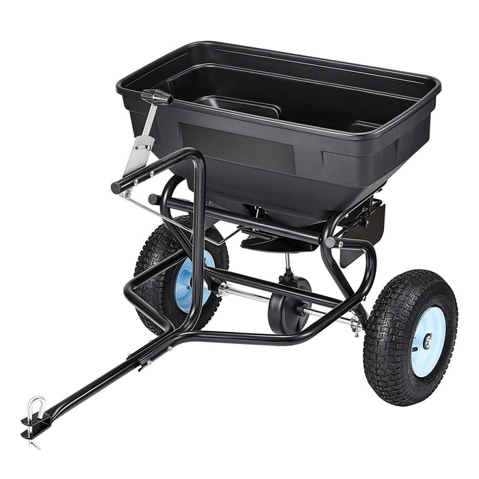 Tow Behind Broadcast Spreader, 130LBS Capacity, Tow/Push Garden Spreader with 13 in Tires, 30 Adjustable Setting & 9.8 ft Spreading Width, Lawn Spreaders for Seed, Fertilizer, Salt, Ice Melt