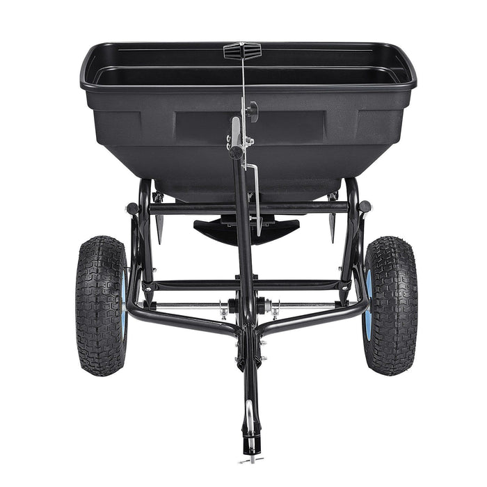 Tow Behind Broadcast Spreader, 130LBS Capacity, Tow/Push Garden Spreader with 13 in Tires, 30 Adjustable Setting & 9.8 ft Spreading Width, Lawn Spreaders for Seed, Fertilizer, Salt, Ice Melt