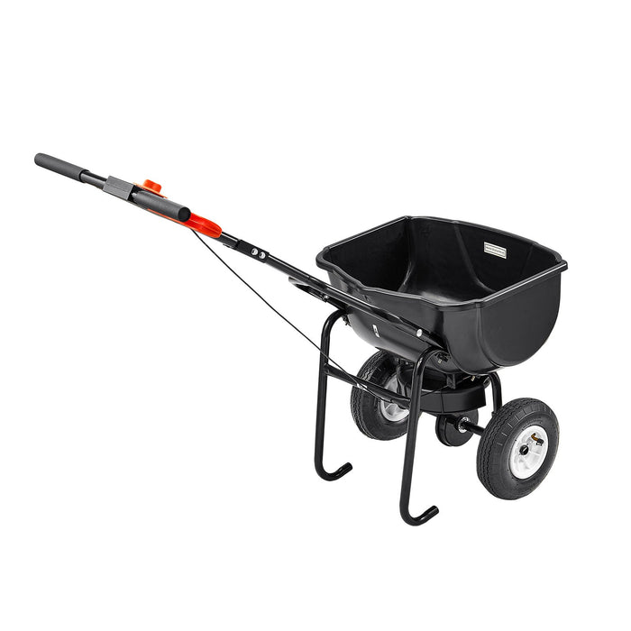 VEVOR Walk Behind Spreader, 60LBS Capacity, Push Spreader with Hopper Grate, 0-9.8 ft Spreading Width, 8 in All Terrain Pneumatic Tires, Garden & Lawn Broadcast Spreaders, for Seed, Fertilizer