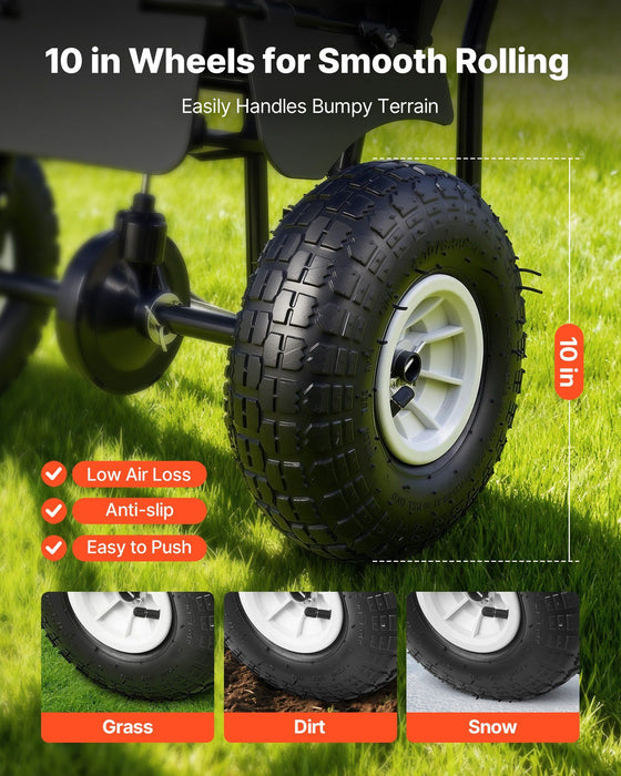 Push Lawn Spreader, 3.6m Spreading Width, Broadcast Spreader with 36.3kg Load Capacity & 10 in All-Terrain Tires, Walk-Behind Garden & Lawn Broadcast Spreaders for Seed Fertilizer, Salt Ice Melt