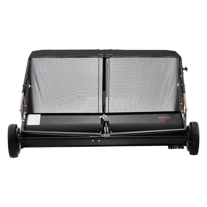 26.7 cm Tow Behind Lawn Sweeper, 26 cu.ft. Large Yard Sweeper, Adjustable Sweeping Height, Heavy Duty Leaf & Grass Collector with Dumping Rope, Pull Behind Sweepers for Debris Grass Clippings