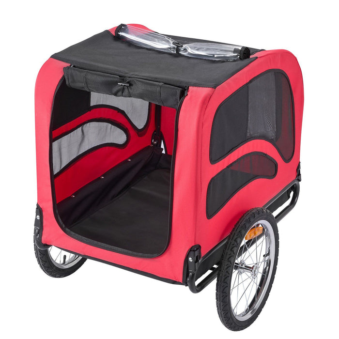 Dog Bike Trailer, Supports up to 45 kg, Pet Cart Bicycle Carrier for Small & Large Dogs, Easy Folding Frame with Quick Release Wheel, Universal Bicycle Coupler, Reflector, Flag, Internal Leash