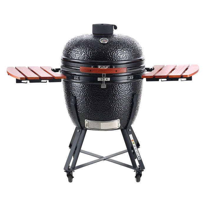 Portable Charcoal Grill, Propane Gas Grills with Cover and Cart, Heavy Duty Stainless Steel BBQ Grill, Mini Smoker for Outdoor Cooking, Barbecue Camping, Picnic, and Backyard, Black