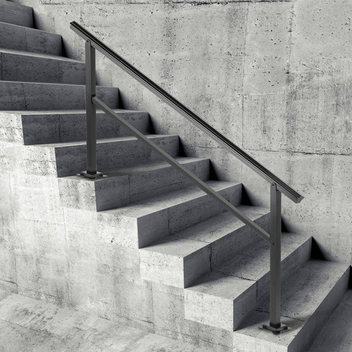 Outdoor Handrail 165LBS Load Handrail Outdoor Stairs Aluminum Stair Handrail 152 x 89.5 cm Outdoor Stair Railing Transitional Range from 0 to 30° Staircase Handrail Fits 4-5 Steps with Screw Kit