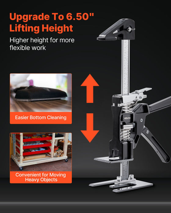 VEVOR Labor Saving Arm Jack, 2 PCS 200 kg Bearing Capacity, Lifting up to 165 mm, Metal Hand Lifting Jack Tool with Magnetic Level, 2 Adjustment Modes, for Door, Window, Furniture, Woodworking, Black