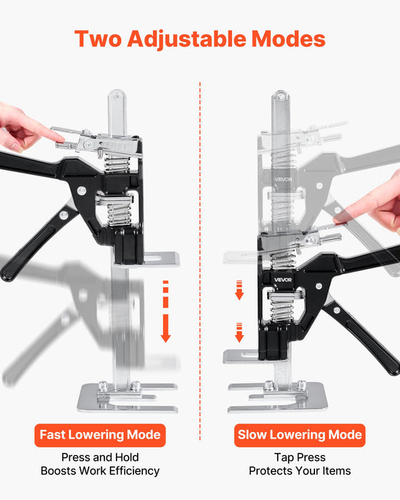 VEVOR Labor Saving Arm Jack, 2 PCS 200 kg Bearing Capacity, Lifting up to 165 mm, Metal Hand Lifting Jack Tool with Magnetic Level, 2 Adjustment Modes, for Door, Window, Furniture, Woodworking, Black