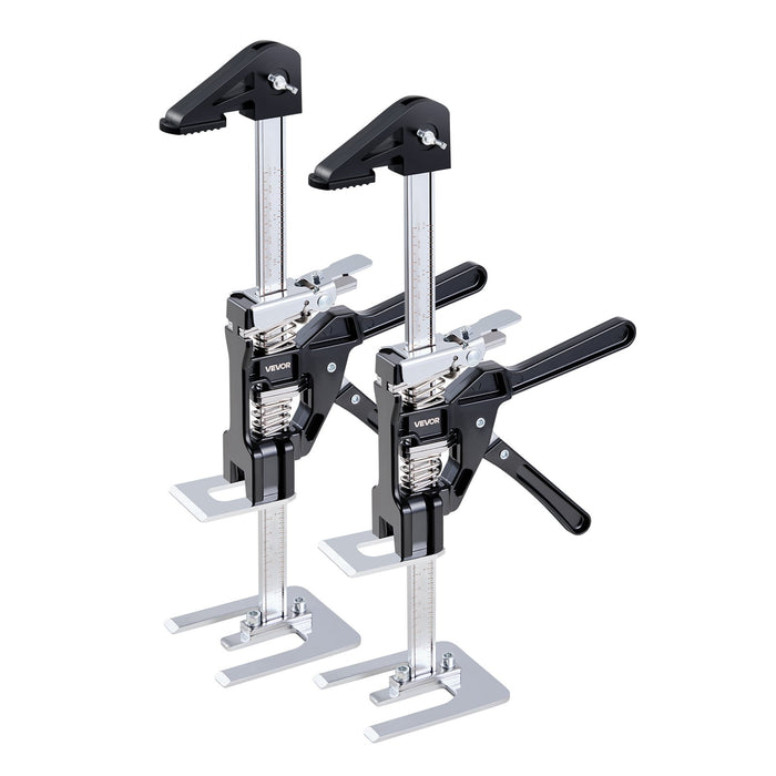 VEVOR Labor Saving Arm Jack, 2 PCS 200 kg Bearing Capacity, Lifting up to 235 mm, Metal Hand Lifting Jack Tool with Magnetic Level, 2 Adjustment Modes, for Door, Window, Furniture, Woodworking, Black