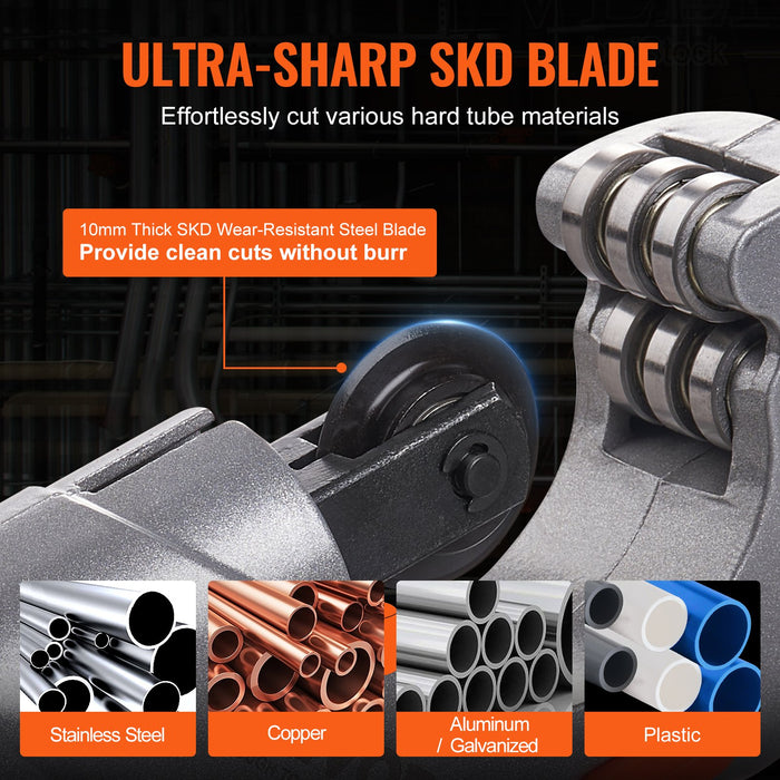 VEVOR 3PCS Tubing Cutter Set, 3/16"-2" O.D. Copper Pipe Cutter, 1/8"-7/8" O.D. Mini Tube Cutter and Deburring Tool, Heavy Duty Pipe Cutter Set for Copper, Aluminum, Stainless Steel, Plastic Pipes