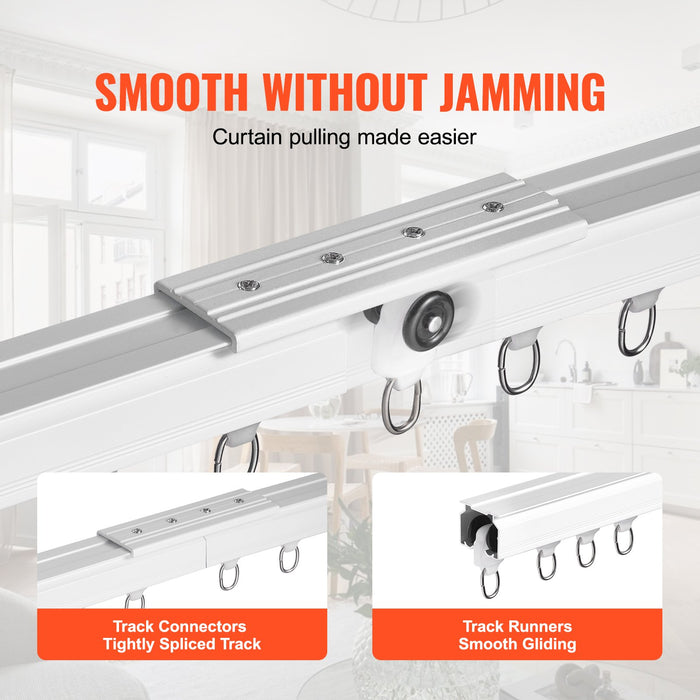 VEVOR Ceiling Curtain Track Set 5.9 FT/1.8 Meter_oom Divider with Hooks White