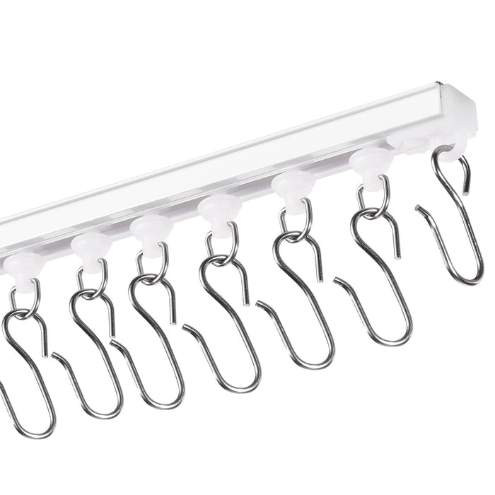 VEVOR Ceiling Curtain Track Set, 9.9 FT/3 Meter, Self Adhesive, No Drill Ceiling Track System for Curtains, Room Divider Curtain Track Ceiling Mounted for Living Room with Hooks and Hardware, White