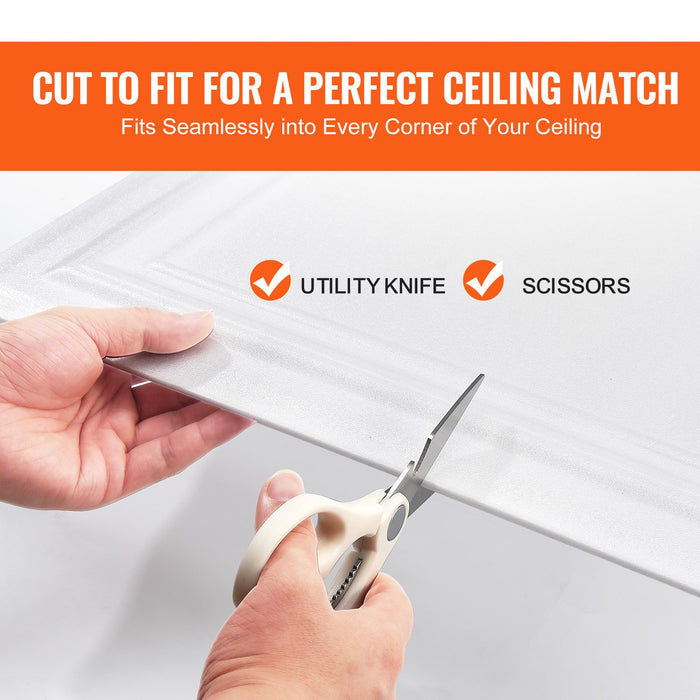 VEVOR Ceiling Tiles, 16-Pack 20 x 20 in, Drop Ceiling Tiles Premium Polystyrene Sheet, Easy Installation/ Cutting Plastic Glue-up Ceiling Tile, Basement Ceiling Covering for Home/Office Decoration