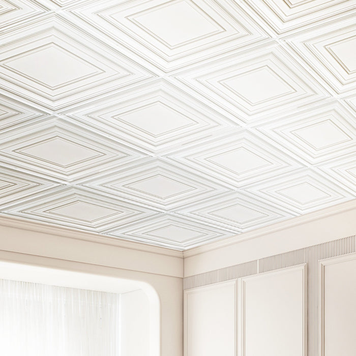 VEVOR Ceiling Tiles 12-Pack 24 x 24 in PVC Easy Installation White Peg Pattern
