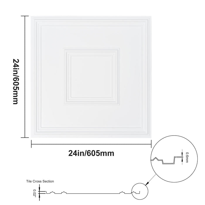 VEVOR Ceiling Tiles 12-Pack 24 x 24 in PVC Easy Installation White Geometric