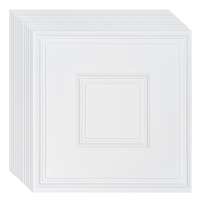 VEVOR Ceiling Tiles 12-Pack 24 x 24 in PVC Easy Installation White Geometric