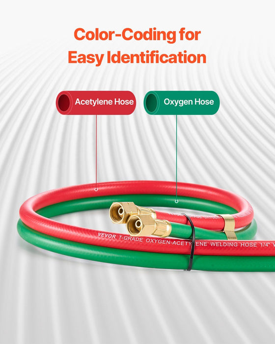 Oxygen Acetylene Hose, 1/4-Inch x 15FT Oxy Acetylene Hose with 9/16"-18 B Fitting, 300PSI T Grade Welding Cutting Torch Twin Hose, Compatible with Oxygen, Acetylene, Propane and Other Fuel Gases