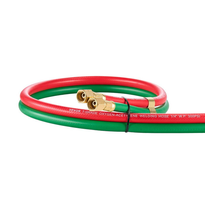 Oxygen Acetylene Hose, 1/4-Inch x 15FT Oxy Acetylene Hose with 9/16"-18 B Fitting, 300PSI T Grade Welding Cutting Torch Twin Hose, Compatible with Oxygen, Acetylene, Propane and Other Fuel Gases