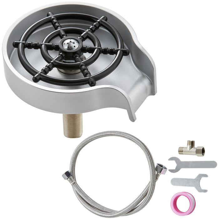 VEVOR Glass Rinser 10 Spraying Jets 360° Rotating ABS Cup Washer & Cup Holder