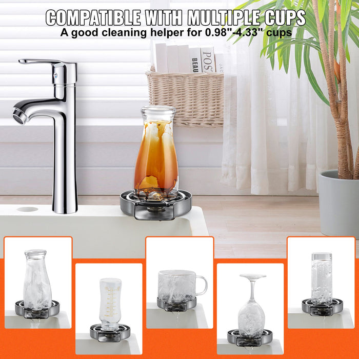 VEVOR Glass Rinser 10-Hole Rotating Stainless Steel Washer ABS Cup Holder