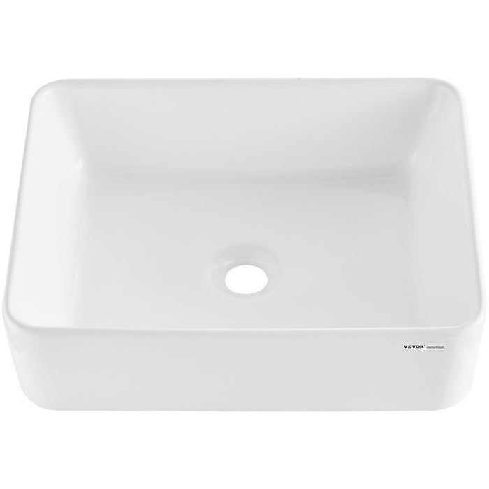 VEVOR Modern Ceramic Vessel Sink 48x37cm Bathroom Vanity Bowl Countertop White