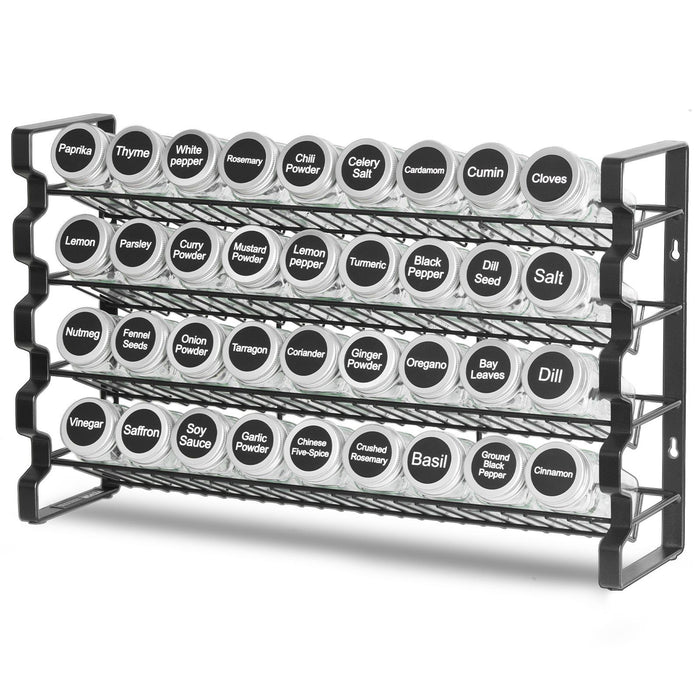 Spice Rack Organizer for Cabinet, Spice Organizer with 36 Empty Spice Jars, Lids, Spice Labels, and Funnel Complete Set, Seasoning Organizer for Countertop, Kitchen, Pantry, Cupboard, 18x11 in