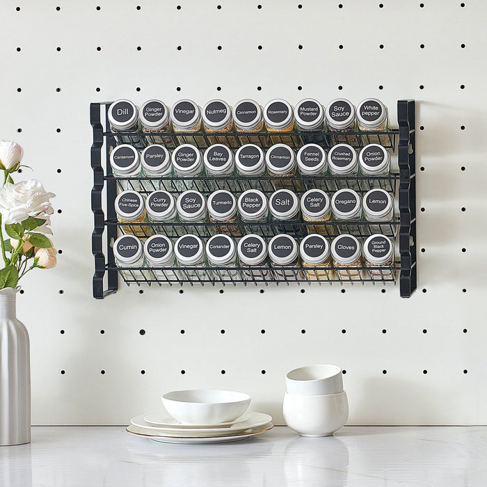 Spice Rack Organizer for Cabinet, Spice Organizer with 36 Empty Spice Jars, Lids, Spice Labels, and Funnel Complete Set, Seasoning Organizer for Countertop, Kitchen, Pantry, Cupboard, 18x11 in