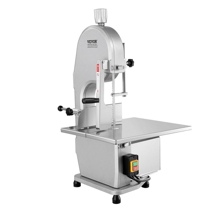 VEVOR Commercial Electric Meat Bandsaw, 1800W Stainless Steel Countertop Bone Sawing Machine, 380 x 485 mm Workbench, 180 mm Max Cutting Thickness, Frozen Meat Cutter with 5 Blades for Rib Pork Beef