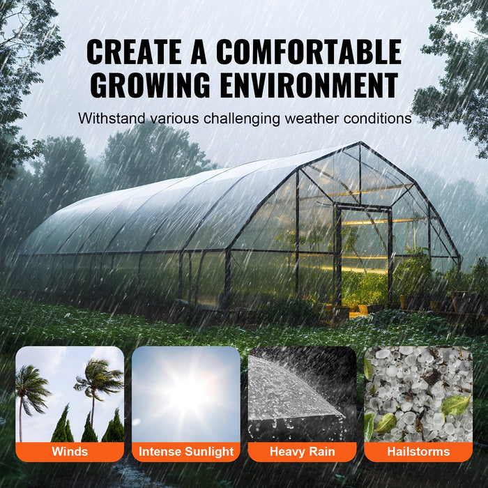 VEVOR Greenhouse Plastic Sheeting 7.6 x 7.6 m, 6 Mil Thickness Clear Greenhouse Film, Polyethylene Film 4 Year UV Resistant, for Gardening, Farming, Agriculture, Garden