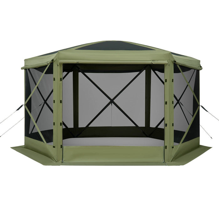 Pop up Gazebo Screen Tent, 3x3 m Large 6-Sided Camping Canopy Tent with Removable Top & Carry Bag, Quick-Set & Bite-Proof, Screen House Sun Shelter for 6-8 Persons Backyard Patio, Green
