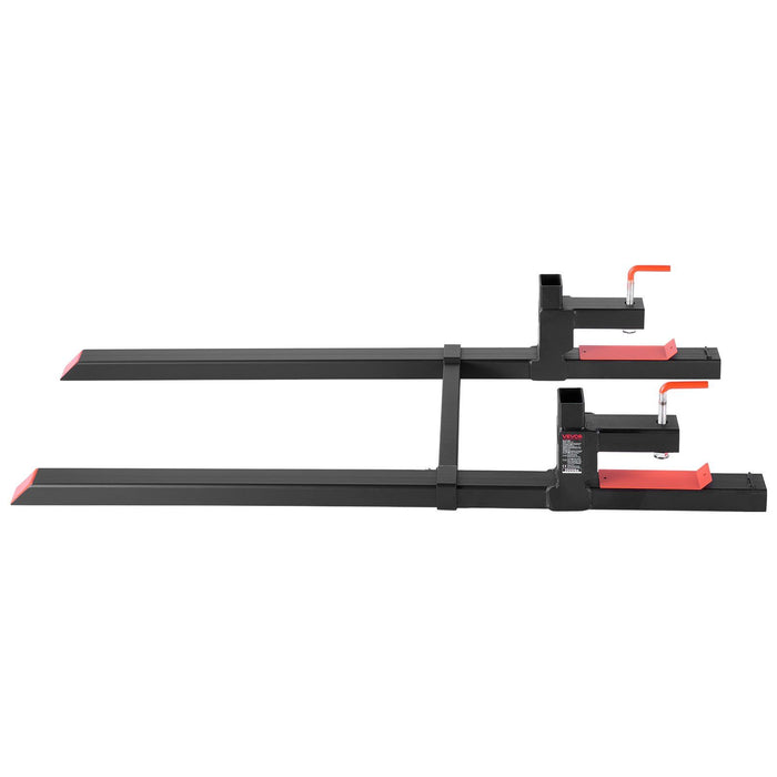 Pallet Forks, 907 kg Clamp on Pallet Forks, 149 cm Total Length Heavy-Duty Tractor Fork with Adjustable Stabilizer Bar for Tractor Attachments, Loader Bucket, and Skid Steer, Black