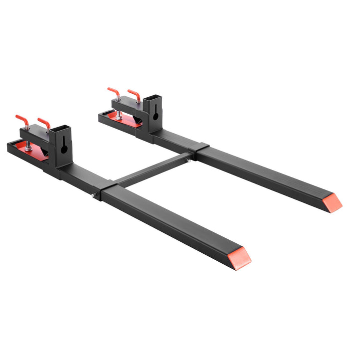 VEVOR Pallet Forks, 1814 kg Clamp on Pallet Forks, 149 cm Total Length Heavy-Duty Tractor Fork with Adjustable Stabilizer Bar for Tractor Attachments, Loader Bucket, and Skid Steer, Black