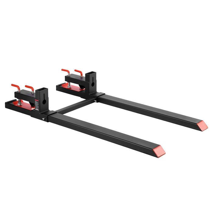 VEVOR Pallet Forks, 1814 kg Clamp on Pallet Forks, 149 cm Total Length Heavy-Duty Tractor Fork with Adjustable Stabilizer Bar for Tractor Attachments, Loader Bucket, and Skid Steer, Black