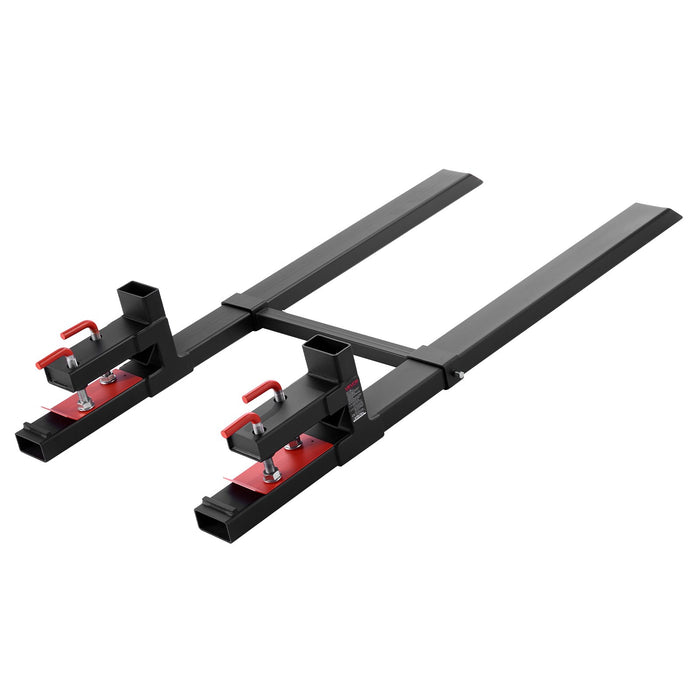 VEVOR Pallet Forks, 1814 kg Clamp on Pallet Forks, 149 cm Total Length Heavy-Duty Tractor Fork with Adjustable Stabilizer Bar for Tractor Attachments, Loader Bucket, and Skid Steer, Black