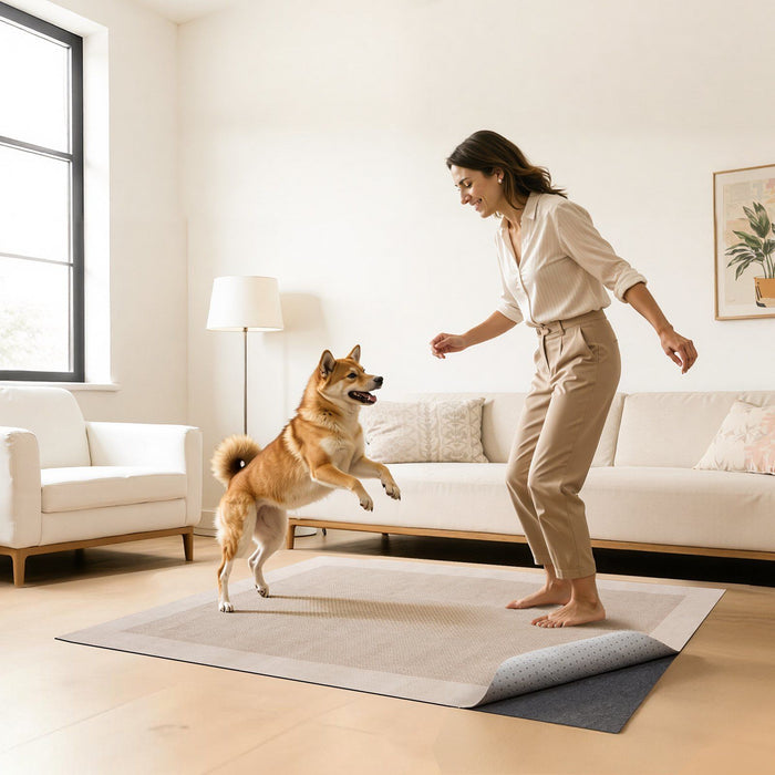 Rug Pad 2.44 x 3.05 m, Non-slip Carpet Area Pad, Rug Mat Padding with Dual Surface Felt Cushion & Rubber Gripper, Hardwood Floor Protection for All Floors, Finishes, Keeps Carpets in Place