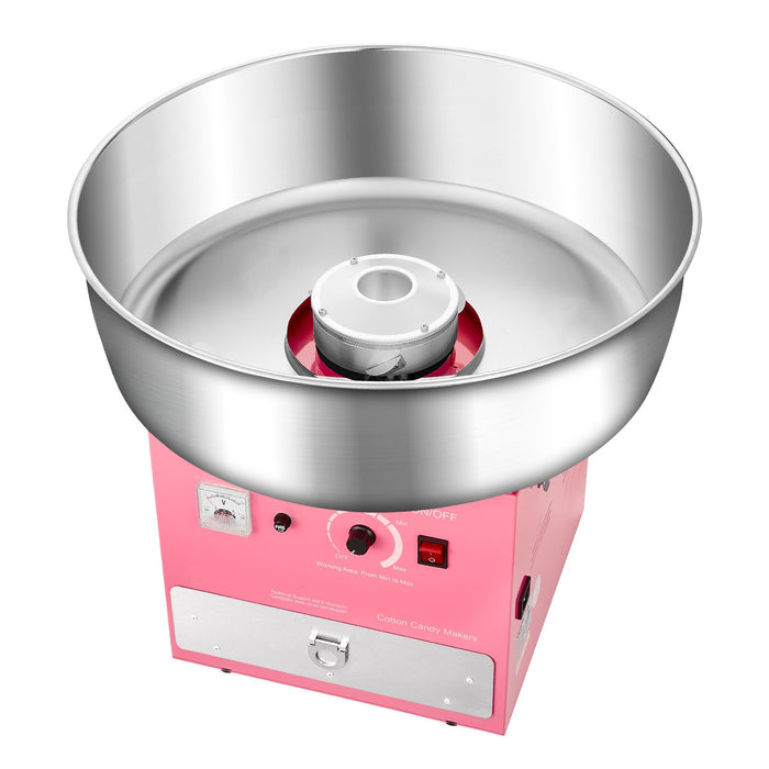 VEVOR Electric Cotton Candy Machine, 1000W Commercial Candy Floss Maker with 52cm Stainless Steel Bowl, Sugar Scoop, and Drawer, Easy Home Use, Perfect for Kids Birthday, Family Party, Pink