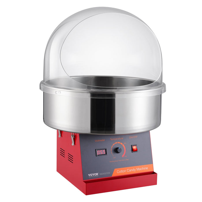 VEVOR Electric Cotton Candy Machine, 1000W Candy Floss Maker, Commercial Cotton Candy Machine with Cover, Stainless Steel Bowl, and Sugar Scoop, Perfect for Home Kids Birthday, Family Party (Red)