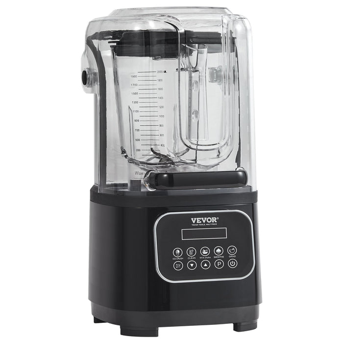 VEVOR Professional Blender with Shield, Commercial Countertop Blenders, 2L Jar Blender Combo, Stainless Steel 9 Speed & 5 Functions Blender, for Shakes, Smoothies, Peree, and Crush Ice, Black