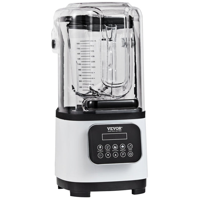 VEVOR Professional Blender with Shield, Commercial Countertop Blenders, 2L Jar Blender Combo, Stainless Steel 9 Speed & 5 Functions Blender, for Shakes, Smoothies, Peree, and Crush Ice, White