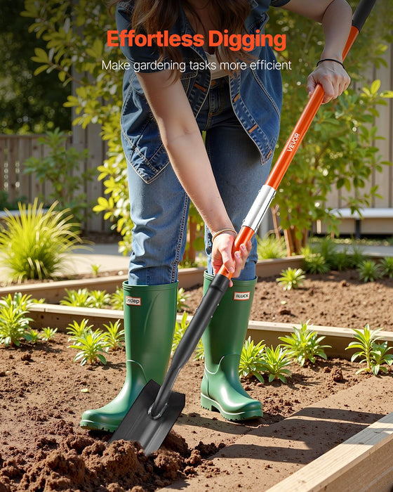 Trench Shovel, 10.4 cm Blade Heavy-Duty Trenching Shovel, Narrow Spade Trench Digger with Fiberglass Handle and Non-Slip Grip, for Gardening, Digging Holes, Trenching, and Planting, 142.5 cm