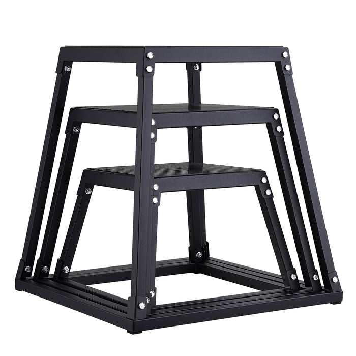 VEVOR Plyometric Jump Boxes, 12/18/24 Inch Plyo Box, Platform and Jumping Agility Box, Anti-Slip Fitness Exercise Step Up Box Set for Home Gym Training, Conditioning Strength Training, Black