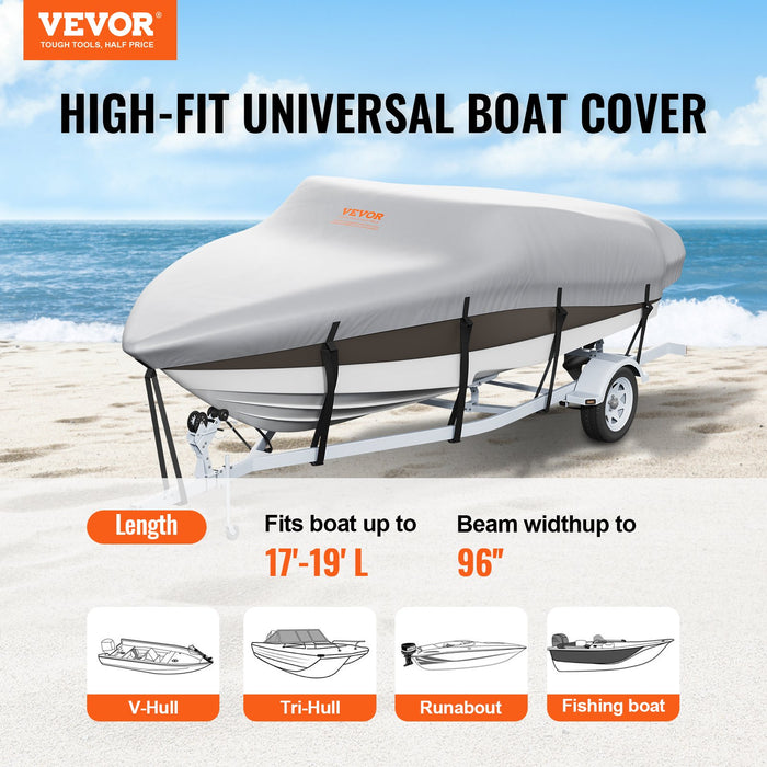 VEVOR Boat Cover 600D Waterproof 17-19 ft Boat Cover V-Hull Tri-Hull Runabout