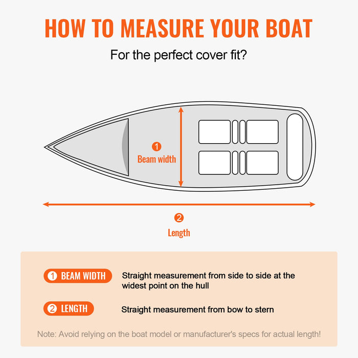 VEVOR Boat Cover 600D Waterproof 17-19 ft Boat Cover V-Hull Tri-Hull Runabout